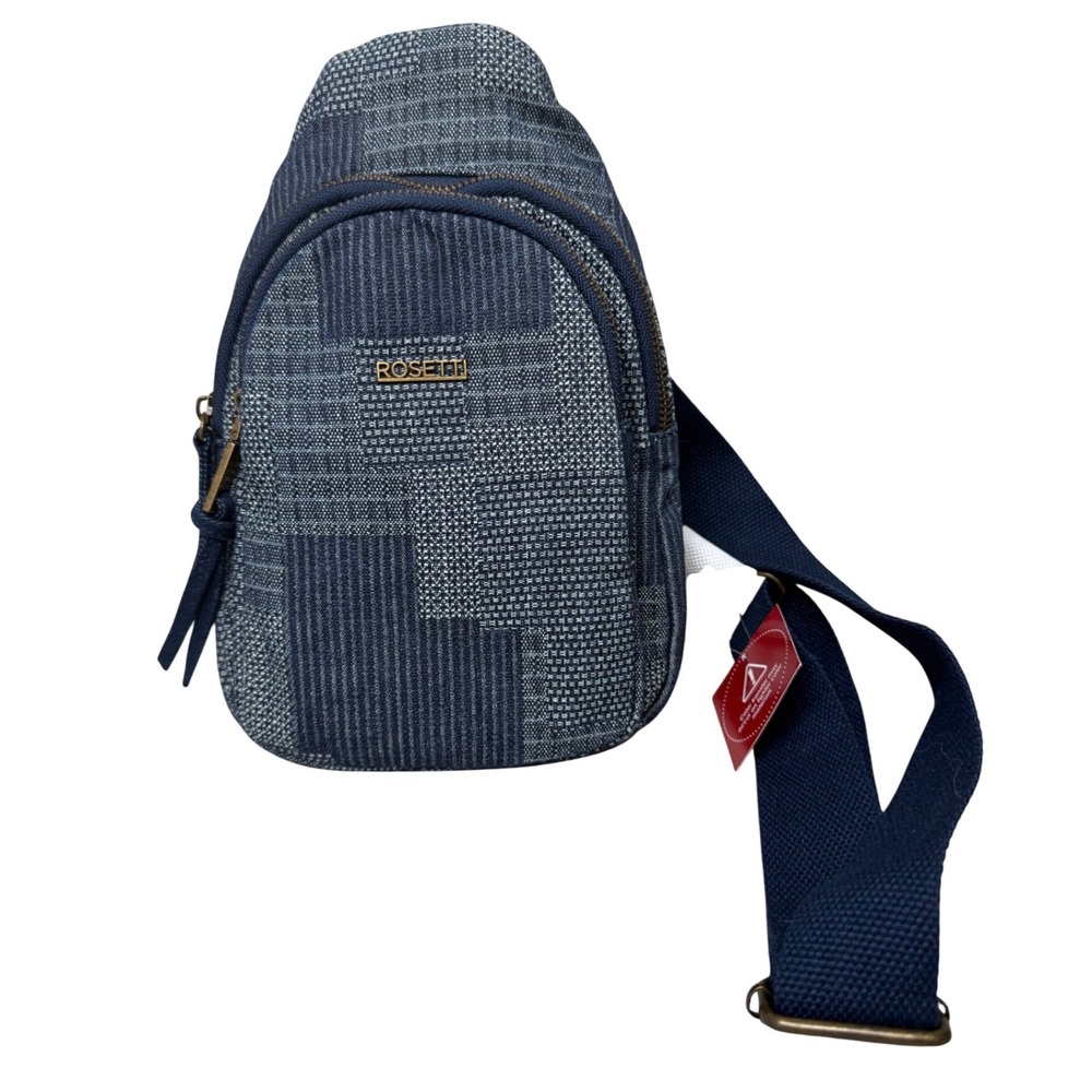 Rosetti Blue Patchwork Sling Backpack Mini Crossbody Bag Denim NWT VACATION